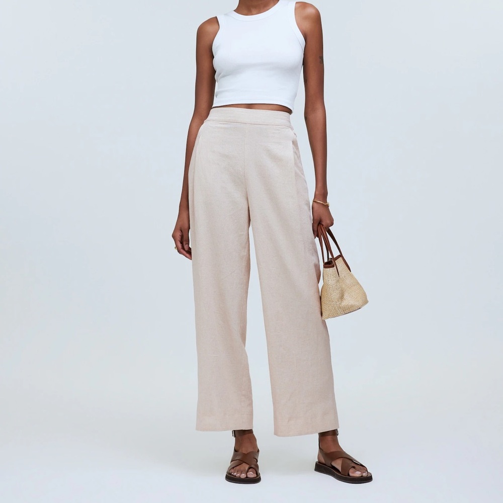 Madewell Pull-On Straight Crop Linen Pant